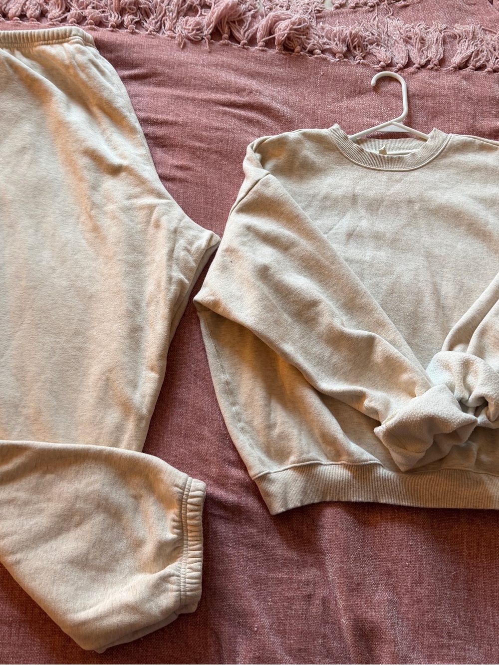 SKIMS crewneck cotton sweater and cotton fleece jogger size L/XL